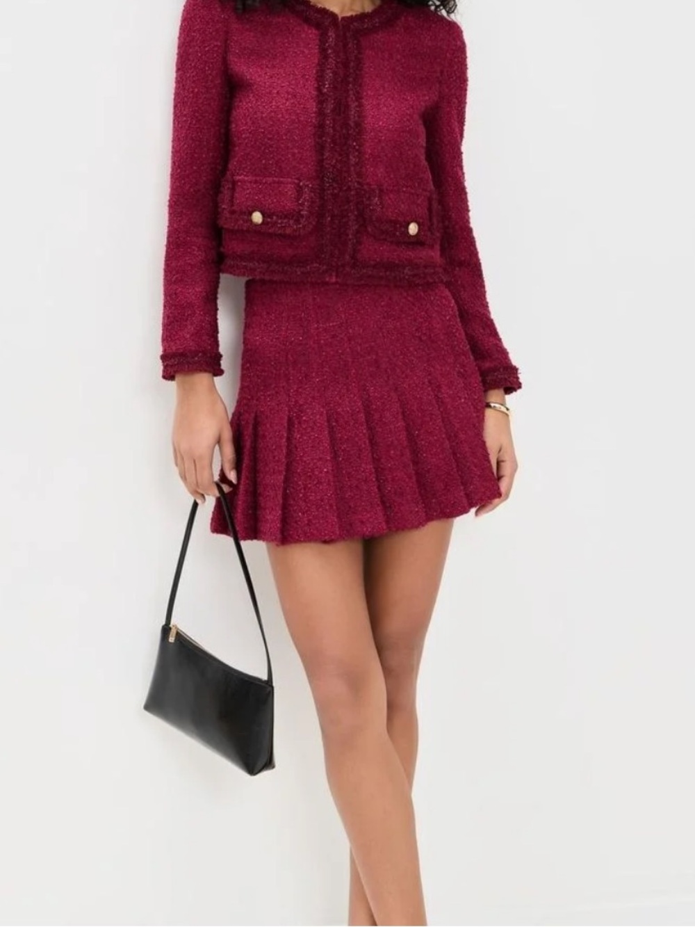 New Alice and Olivia Carter pleated tweed skirt